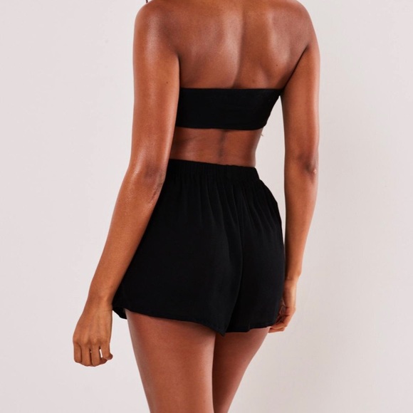 Missguided Cheesecloth Bandeau and Short set black - Picture 2 of 6